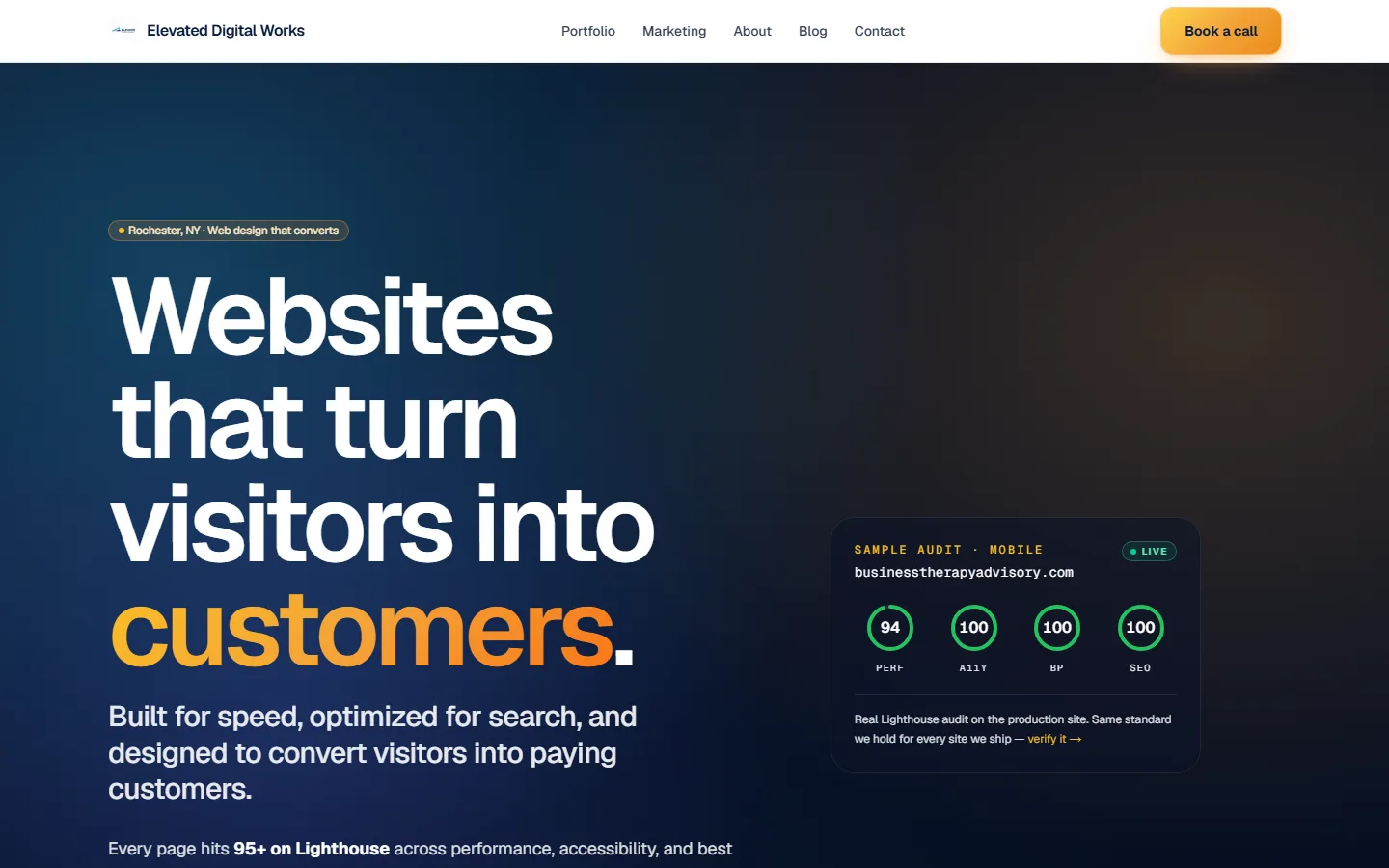 Elevated Digital Works homepage